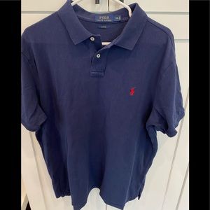 Polo Ralph Lauren Slim Fit Mesh Polo Shirt Blue with Red Horse Size XXL